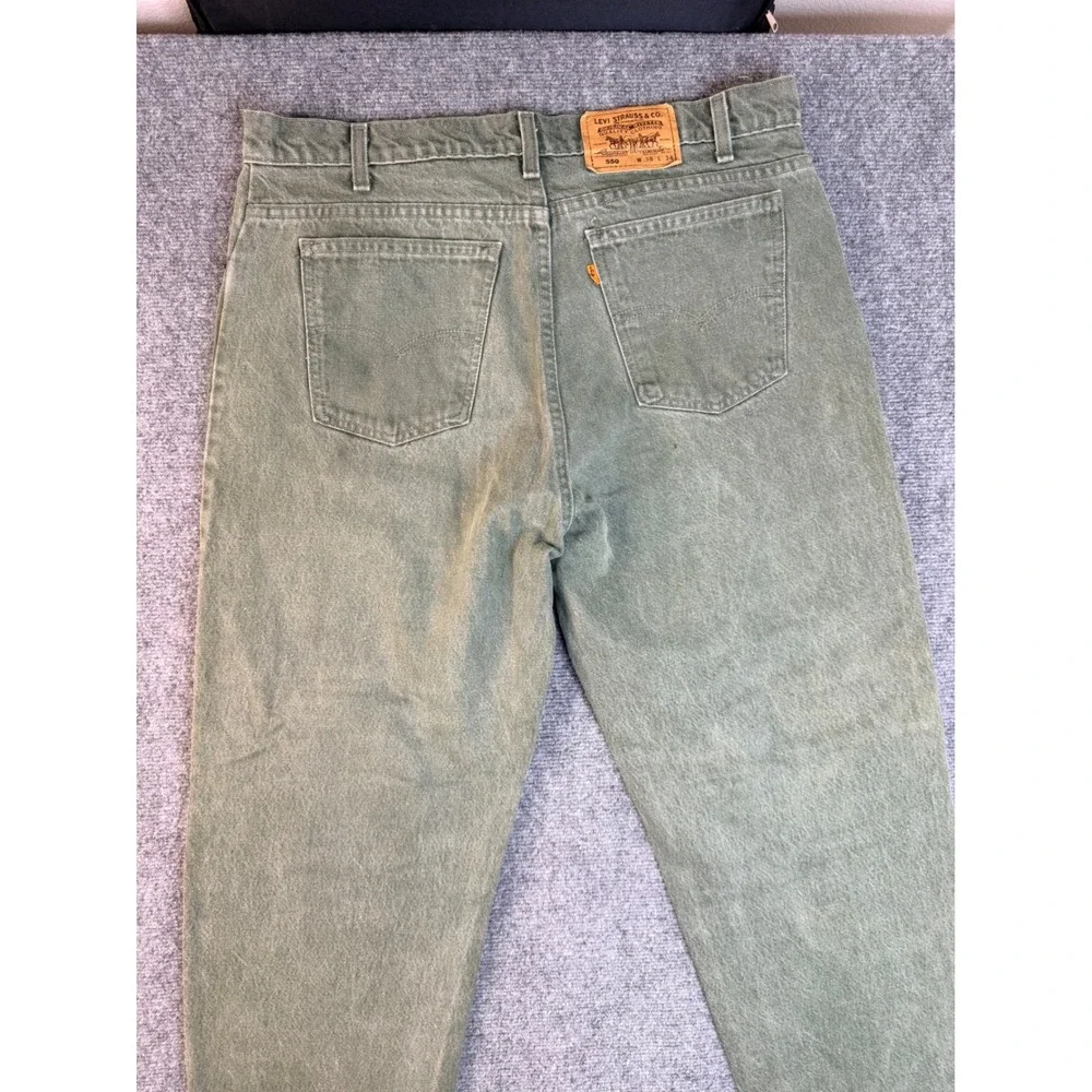 Vintage Levis 550 Orange Tab Green Jeans 38x34 USA Made 90s Relaxed Fit Denim‎